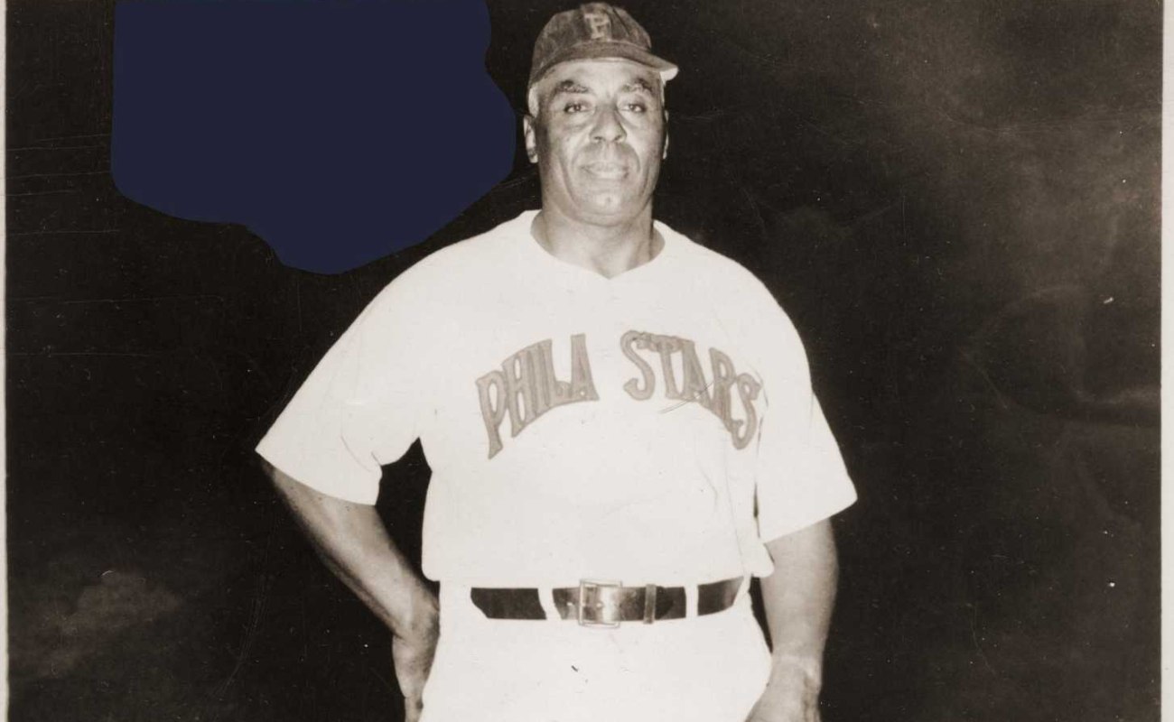 Manager Oscar Charleston, poses on the mound in his Philadelphia Stars uniform before a game in 1949