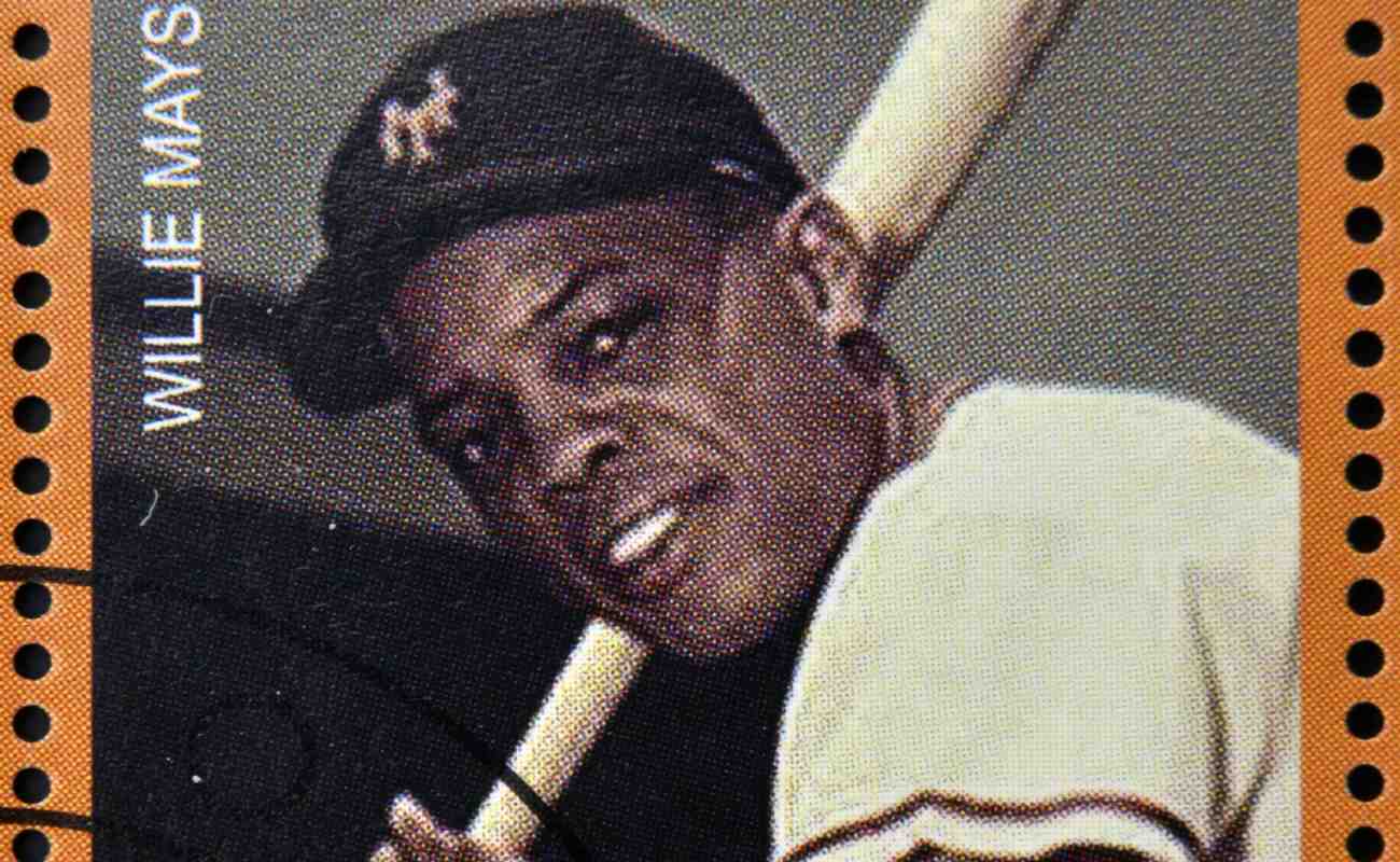  A stamp dedicated to greatest baseball players, shows Willie Mays