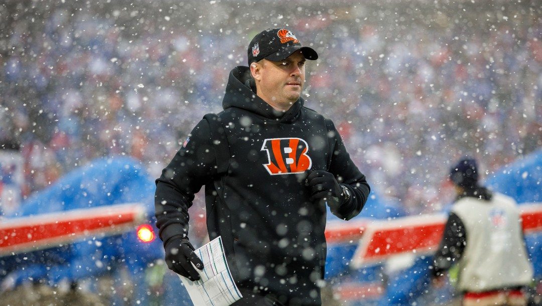 Head coach Zac Taylor of the Cincinnati Bengals looks on prior to